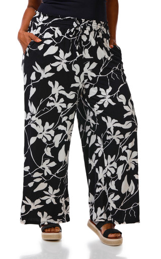 Thumbnail 1: Ellen Tracy Plus Smocked Waist Wide Leg Pants 