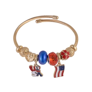 Thumbnail 1: Celebrate America 250 Gold Coil Bangle Bracelet 