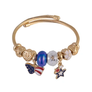 Thumbnail 1: Celebrate America 250 Gold Coil Bangle Bracelet 