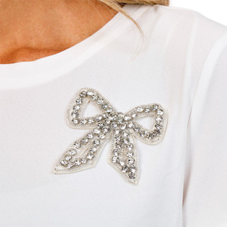 Thumbnail 2: Cece Women's Rhinestone Bow Tee  