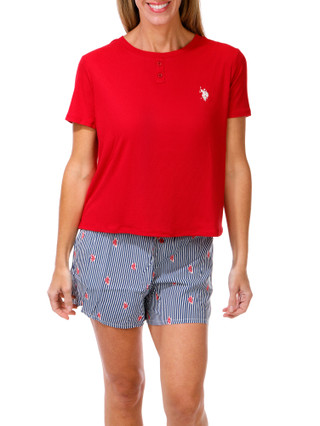 Thumbnail 1: U.S. Polo Assn. Women's  2 Pc Pajama Shorts Set  