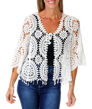 Thumbnail 1: Kings Road Women's Crochet Overlay Top 
