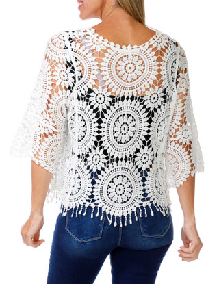 Thumbnail 2: Kings Road Women's Crochet Overlay Top 