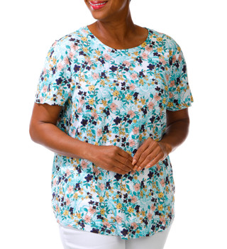 Thumbnail 5: Blue Sol Plus Short Sleeve Floral Crew Neck Top 