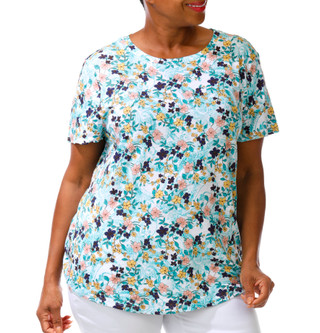 Thumbnail 1: Blue Sol Plus Short Sleeve Floral Crew Neck Top 