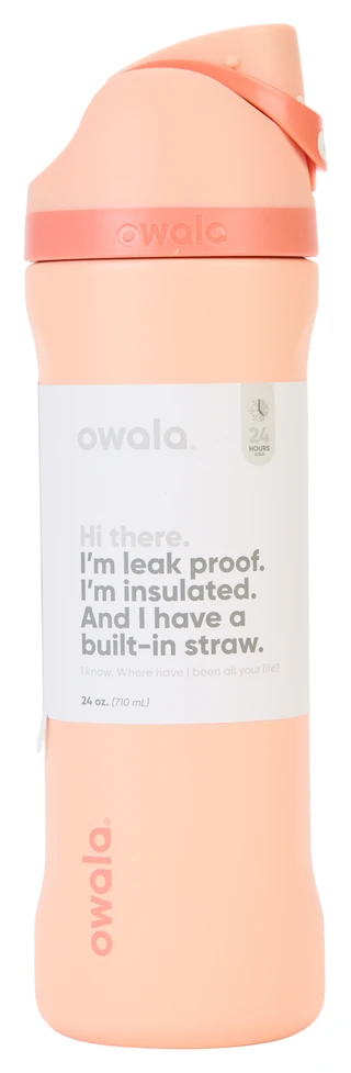 Thumbnail 1: OWALA FreeSip 24 oz Shy Peach Water Bottle  