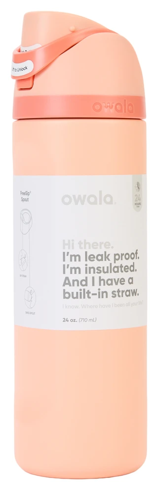 Thumbnail 2: OWALA FreeSip 24 oz Shy Peach Water Bottle  