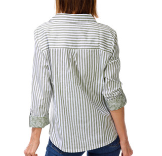 Thumbnail 3: Coral Bay Womens 3/4 Sleeve Striped Button Down Top 