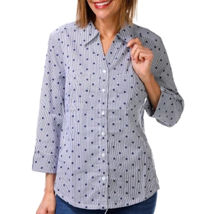 Thumbnail 1: Coral Bay Womens 3/4 Roll Tab Sleeve Button Down Top 