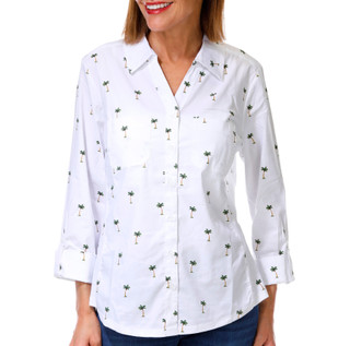 Thumbnail 1: Coral Bay Womens 3/4 Roll Tab Sleeve Button Down Top 