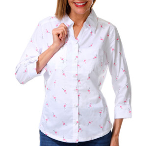 Thumbnail 1: Coral Bay Womens 3/4 Roll Tab Sleeve Button Down Top 