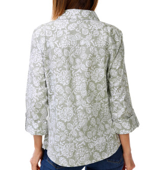 Thumbnail 3: Coral Bay Womens 3/4 Roll Tab Sleeve Button Down Top 