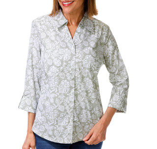 Thumbnail 1: Coral Bay Womens 3/4 Roll Tab Sleeve Button Down Top 