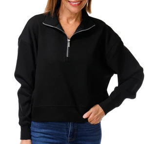 Thumbnail 1: Express Womens Long Sleeve Ribbed Half Zip Pullover Sweater 
