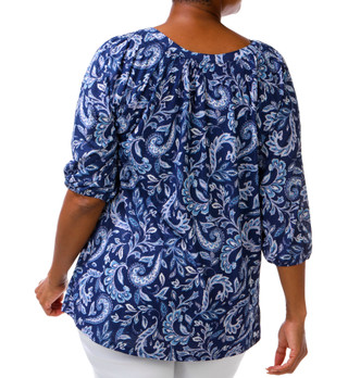 Thumbnail 2: Coral Bay Plus 3/4 Sleeve Split Neck Floral Top 