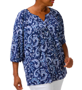 Thumbnail 3: Coral Bay Plus 3/4 Sleeve Split Neck Floral Top 