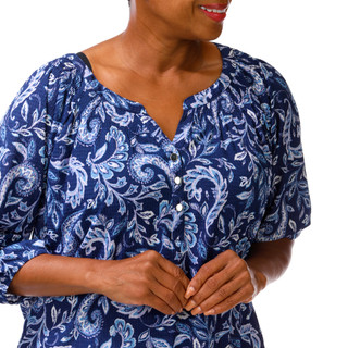 Thumbnail 4: Coral Bay Plus 3/4 Sleeve Split Neck Floral Top 