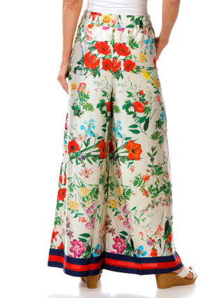 Thumbnail 2: Vince Camuto Women's Satin Floral Print Wide Leg Pants 