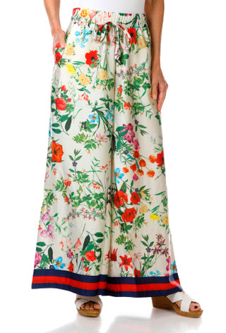 Thumbnail 1: Vince Camuto Women's Satin Floral Print Wide Leg Pants 