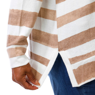 Thumbnail 2: BOBEAU Plus Long Sleeve Striped Tunic Sweater Top 