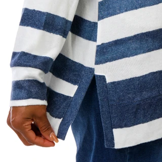Thumbnail 2: BOBEAU Plus Long Sleeve Striped Tunic Sweater Top 