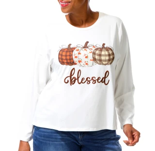 Thumbnail 1: Magical Season Plus Long Sleeve Harvest Pumpkin Top 