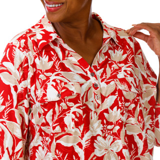 Thumbnail 2: Coral Bay Plus 3/4 Roll Tab Sleeve Floral Top 