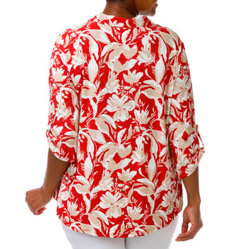 Thumbnail 5: Coral Bay Plus 3/4 Roll Tab Sleeve Floral Top 