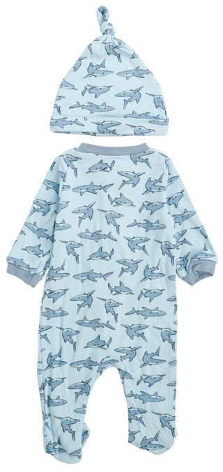 Thumbnail 2: Wrangler Baby Boys 2 Pc Shark Print Footed Sleeper Set 