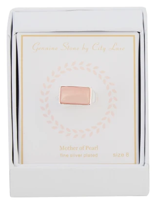 Thumbnail 1: City by City Silver Plated Mother of Pearl Rectangle Ring 