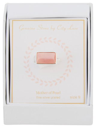 Thumbnail 2: City by City Silver Plated Mother of Pearl Rectangle Ring 