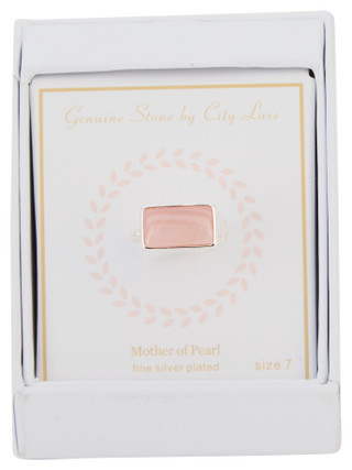 Thumbnail 3: City by City Silver Plated Mother of Pearl Rectangle Ring 
