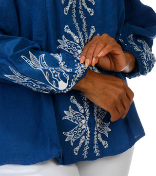 Thumbnail 5: Liverpool Plus 3/4 Sleeve Embroidered Scoop Neck Top 