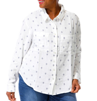 Thumbnail 1: Liverpool Plus Long Sleeve Geometric Button Down Top 