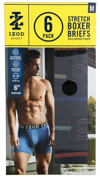 Thumbnail 1: IZOD Men's 6-Pack Stretch Boxer Briefs 