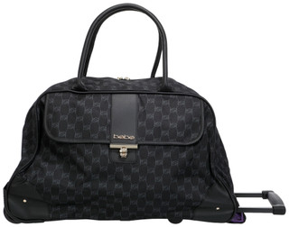 Thumbnail 1: Bebe Meredith 22" Rolling Duffel Bag - Black & Gold Dot 