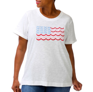 Thumbnail 2: Philosophy Plus Short Sleeve Embroidered Flag Top 