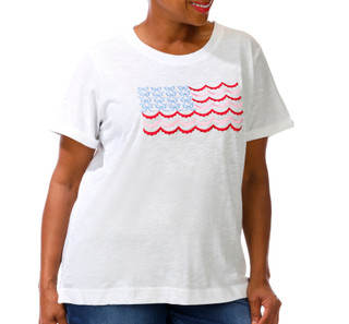 Thumbnail 1: Philosophy Plus Short Sleeve Embroidered Flag Top 