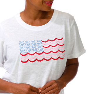 Thumbnail 5: Philosophy Plus Short Sleeve Embroidered Flag Top 