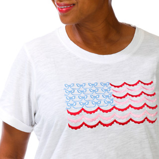 Thumbnail 6: Philosophy Plus Short Sleeve Embroidered Flag Top 
