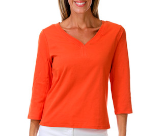 Thumbnail 1: Coral Bay Petite 3/4 Sleeve V-Neck Top 