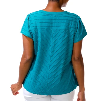 Thumbnail 3: Liverpool Plus Short Sleeve Textured Peplum Knit Top 