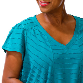 Thumbnail 4: Liverpool Plus Short Sleeve Textured Peplum Knit Top 