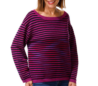 Thumbnail 4: Liverpool Petite Long Sleeve Boxy Striped Sweater 