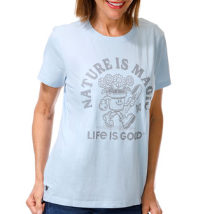 Thumbnail 1: Life is Good Womens Short Sleeve Graphic Crew Neck Top 