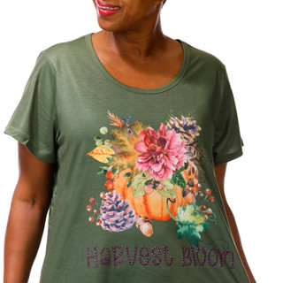 Thumbnail 3: ONE WORLD Plus Short Sleeve Harvest Bloom Top 