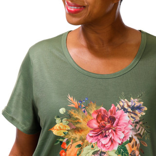 Thumbnail 4: ONE WORLD Plus Short Sleeve Harvest Bloom Top 