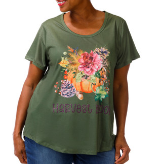 Thumbnail 1: ONE WORLD Plus Short Sleeve Harvest Bloom Top 