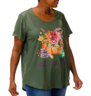 Thumbnail 6: ONE WORLD Plus Short Sleeve Harvest Bloom Top 