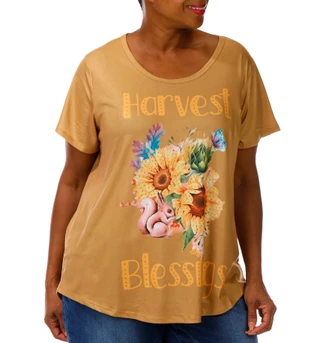 Thumbnail 3: ONE WORLD Plus Short Sleeve Harvest Bloom Top 